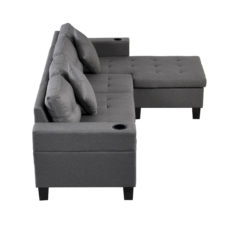 Modern 4-Seat L-Shaped Sectional Sofa with Lounge Chaise
