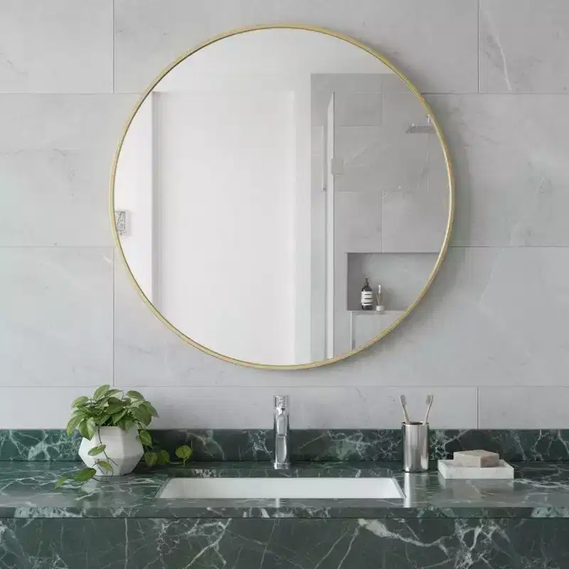 HomeRoots 20 Gold Metal Round Framed Bathroom Vanity Mirror