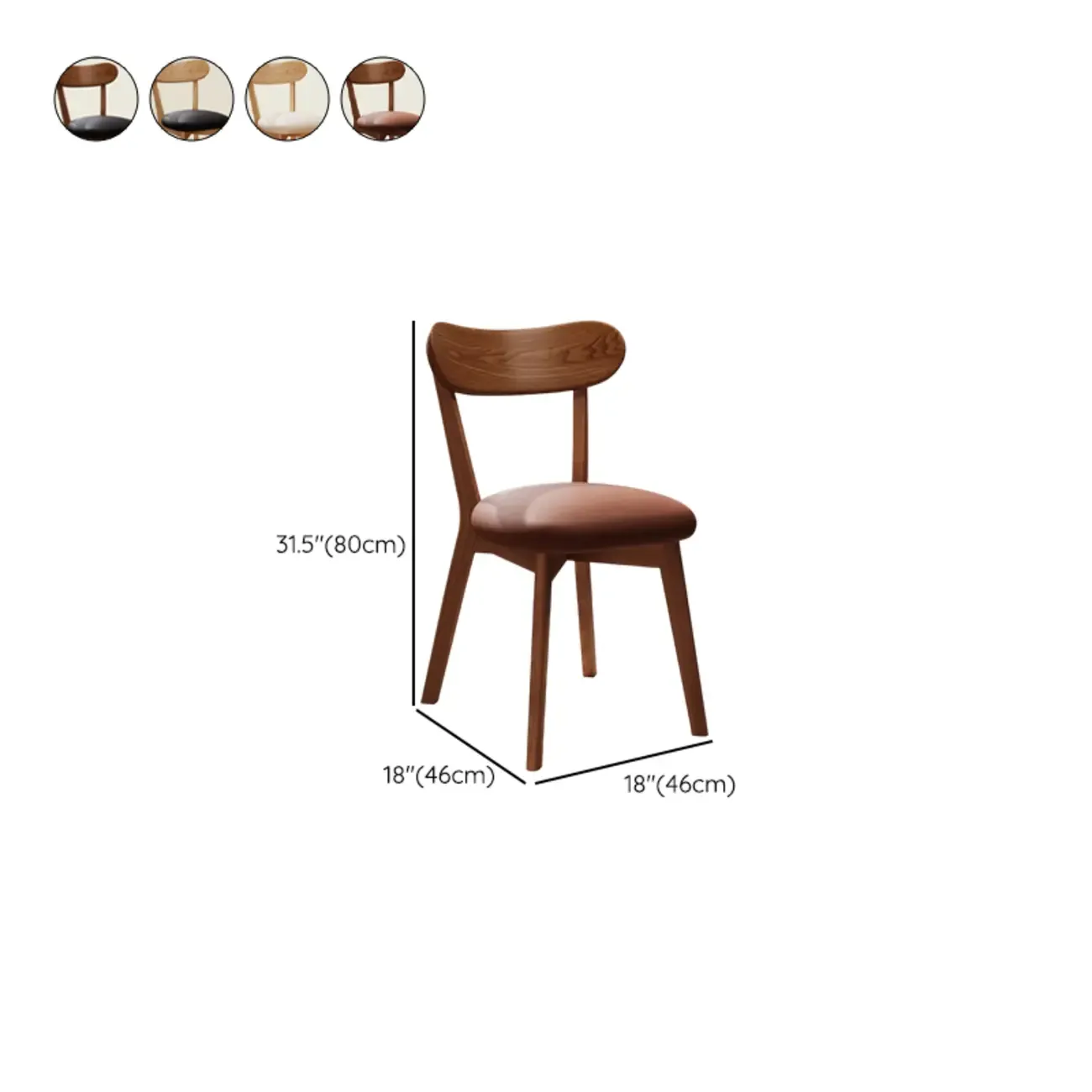 Walnut Wood Mid-Century Modern Upholstered Dining Chair