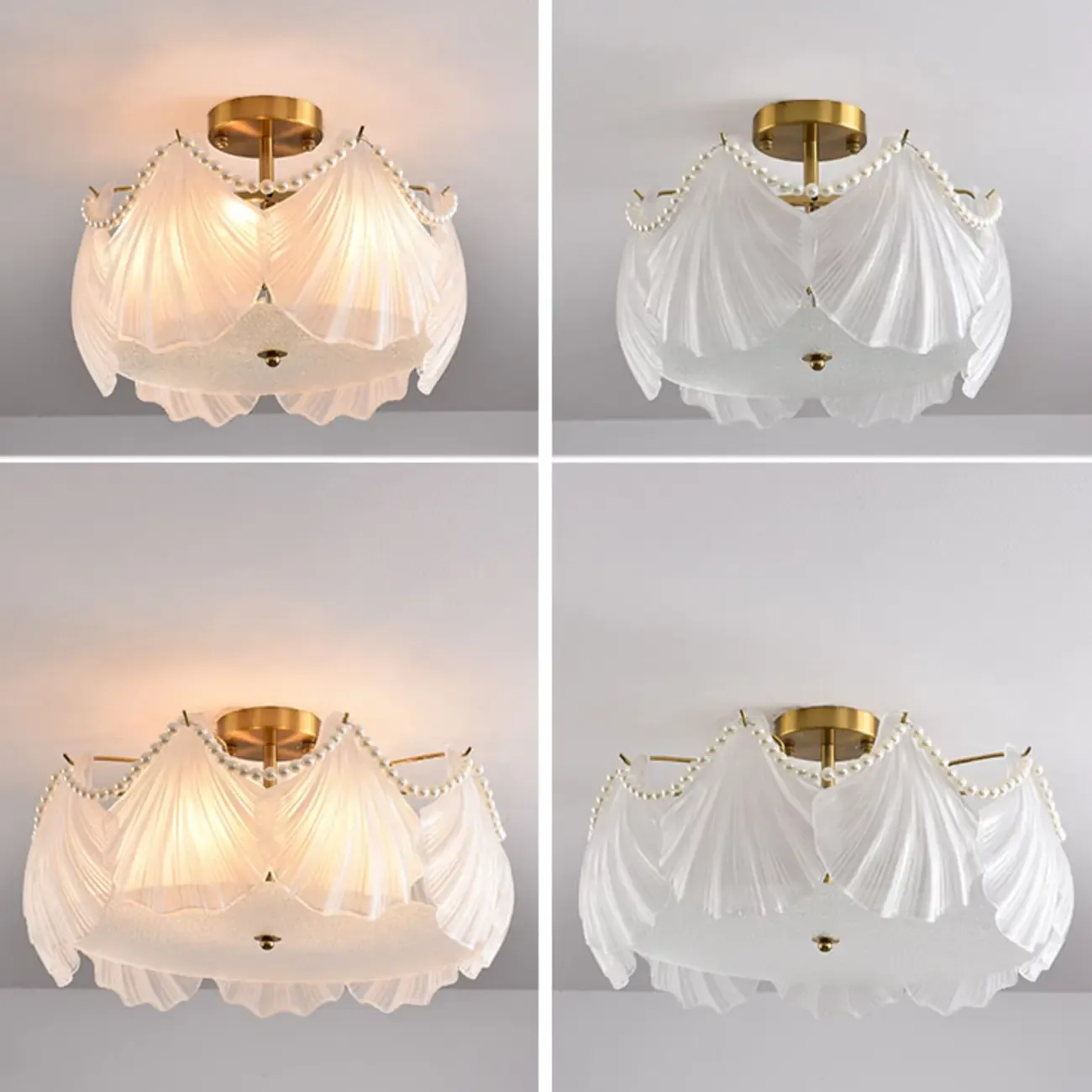 Luxury Living Room Ceiling Light with Glass Shell Shade
