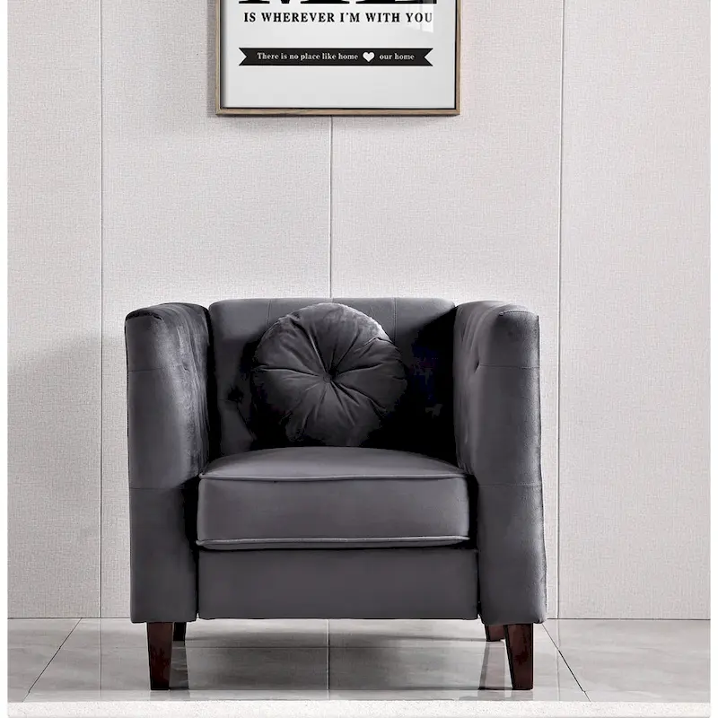 Velvet Classic Chesterfield Chair with Wood legs