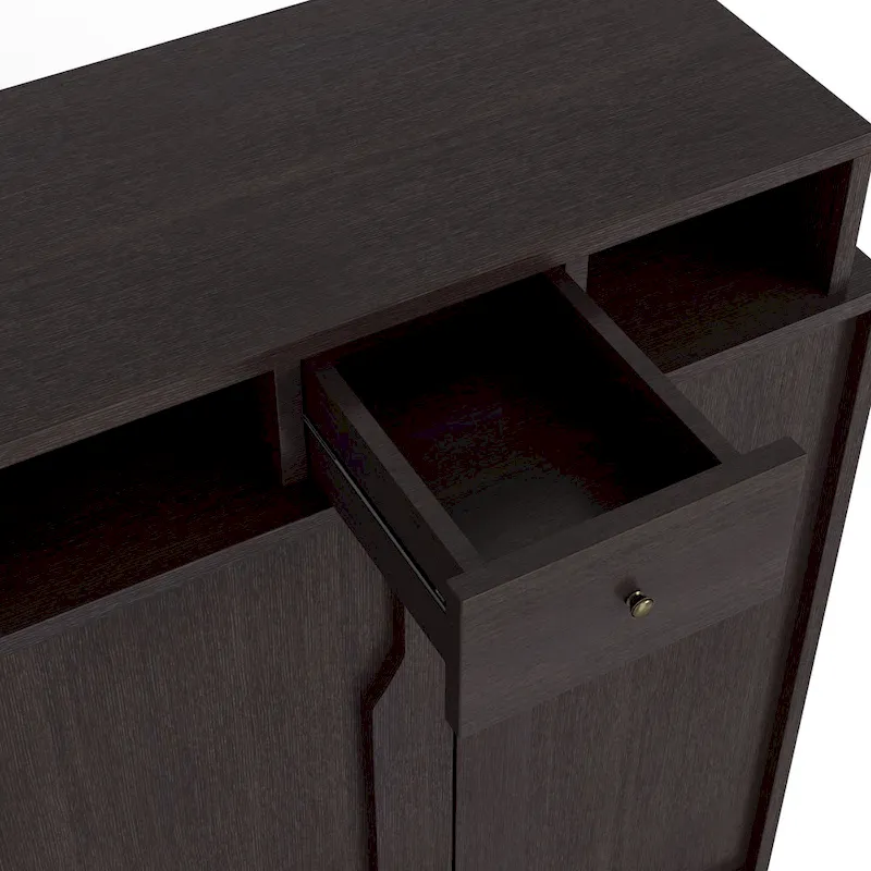 Contemporary Espresso 5-Shelf Shoe Cabinet with Drawer, Shaker Style Doors