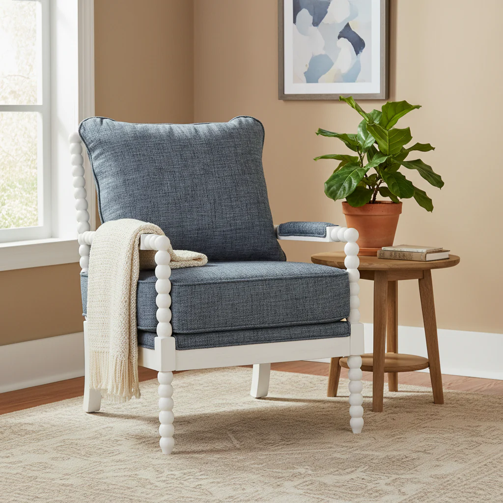 Indigo Spindle Accent Chair, Single Seat
