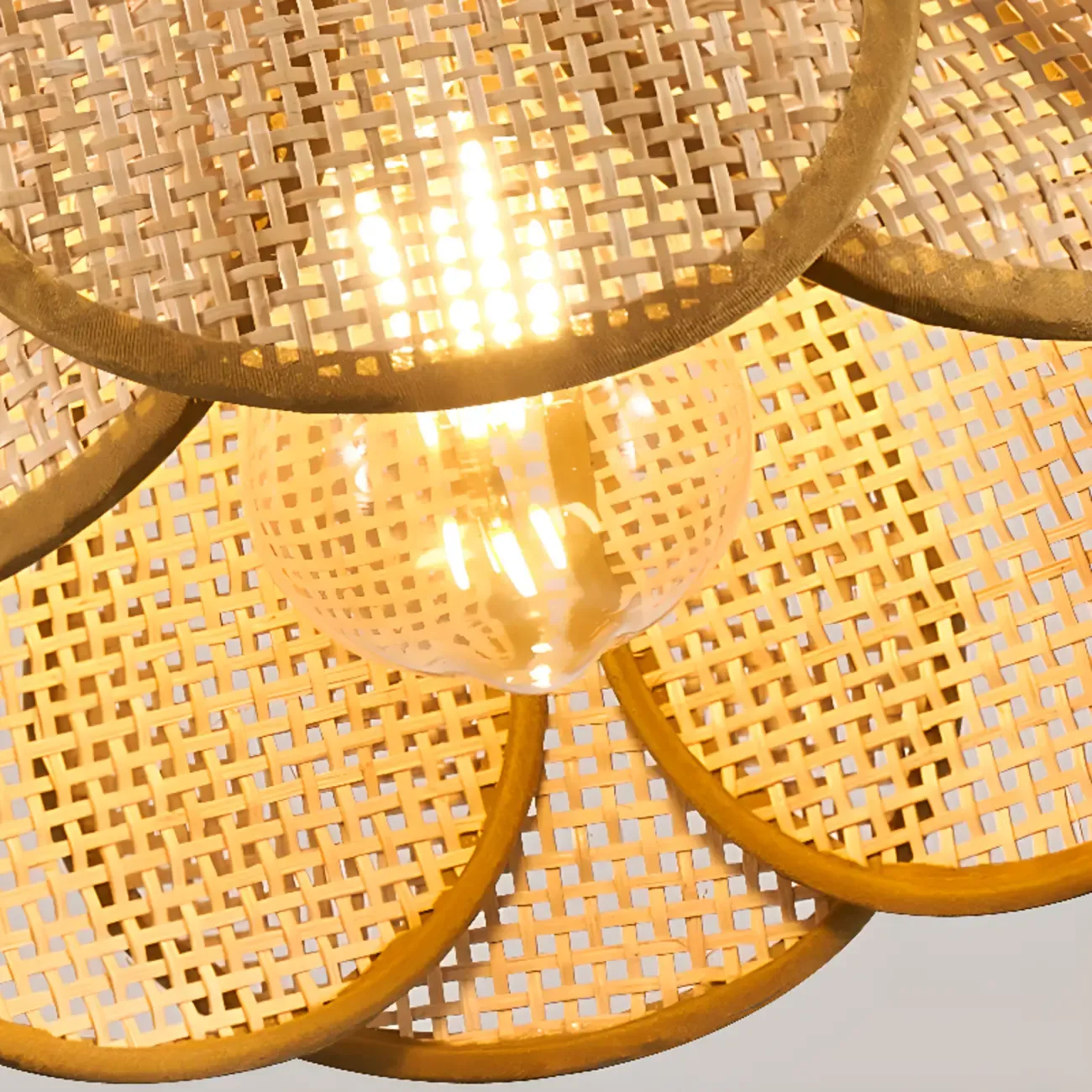 Modern Rattan Geometric Island Pendant Light