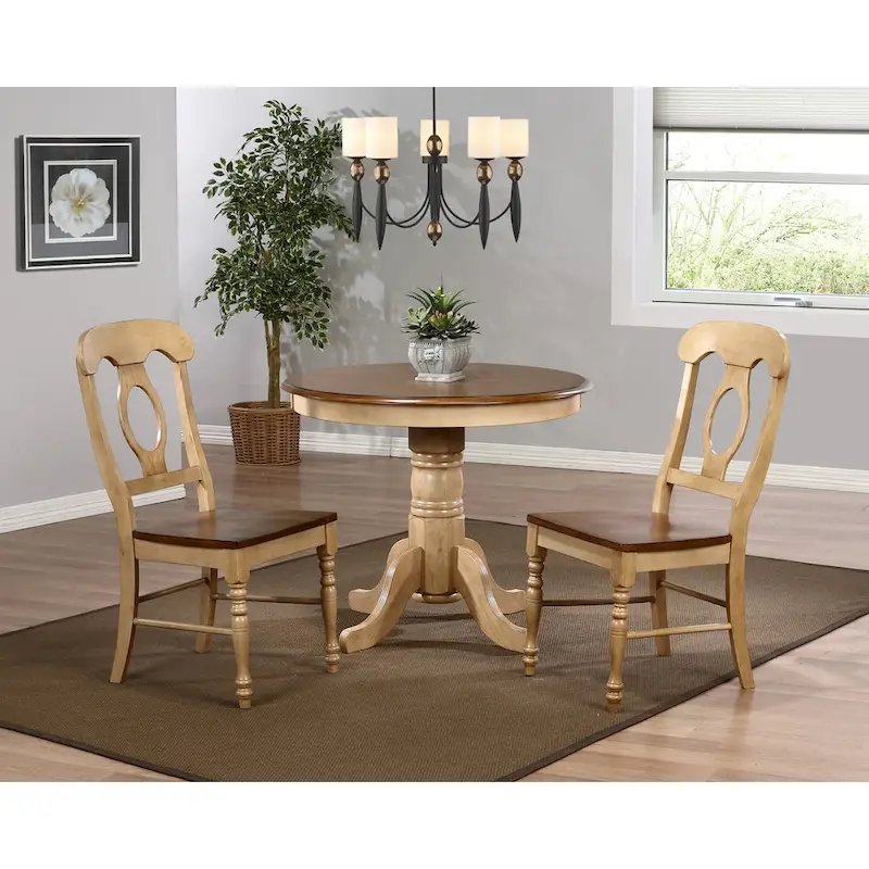 Brook Distressed Two Tone Light Creamy Wheat with Warm Pecan Brown Side Chair (Set of 2) - 23L x 18.5W x 38H