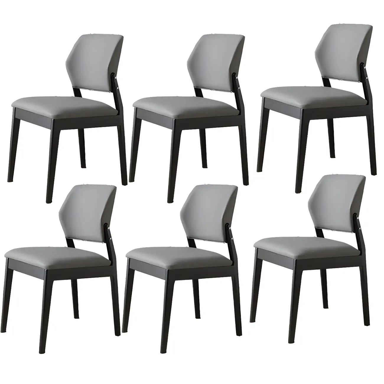 Modern Wood Faux Leather Beige Low Back Dining Chair