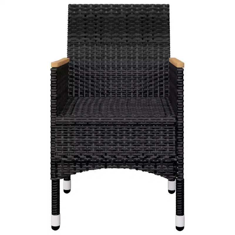 vidaXL Patio Bistro Set Bistro Table 3 Piece Poly Rattan and Tempered Glass