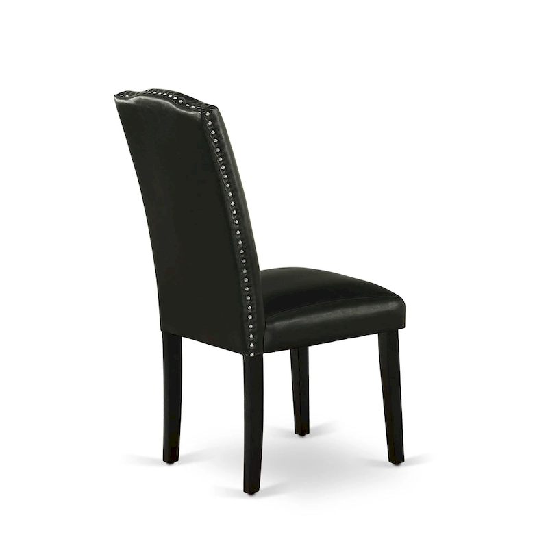 East West Furniture Dining Set- a Dining Table and Black Pu Leather Parson Chairs, Wire brushed Black.(Pieces Options)