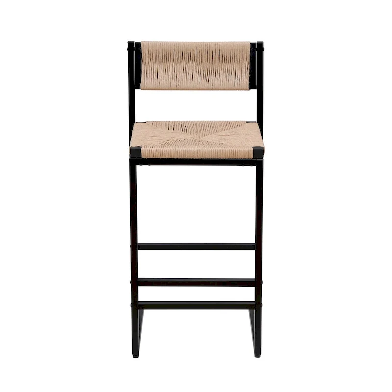 Bar Stools Set of 2 Paper Rope Weave Dining Chairs