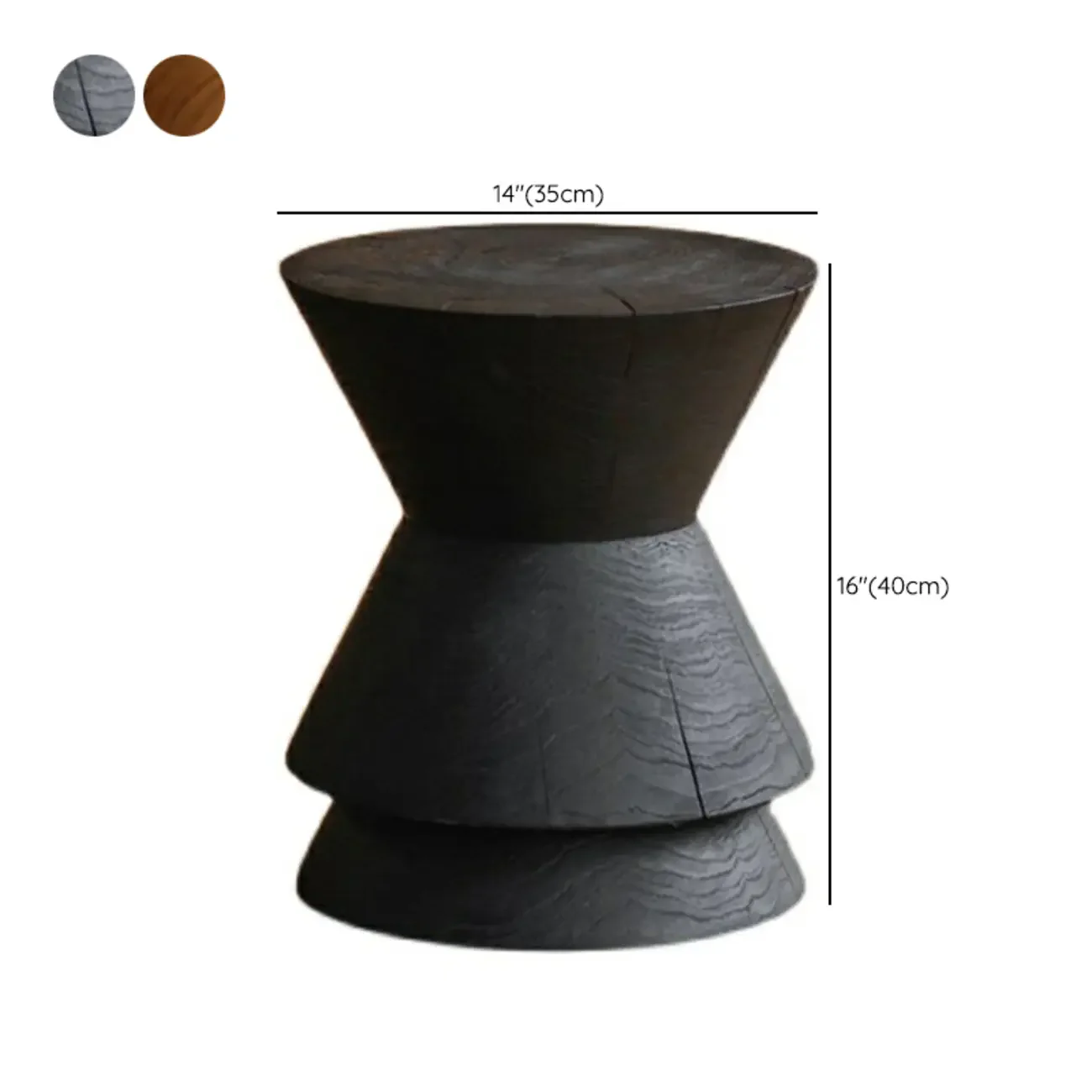 Traditional Wooden Round End Table with Drum Base