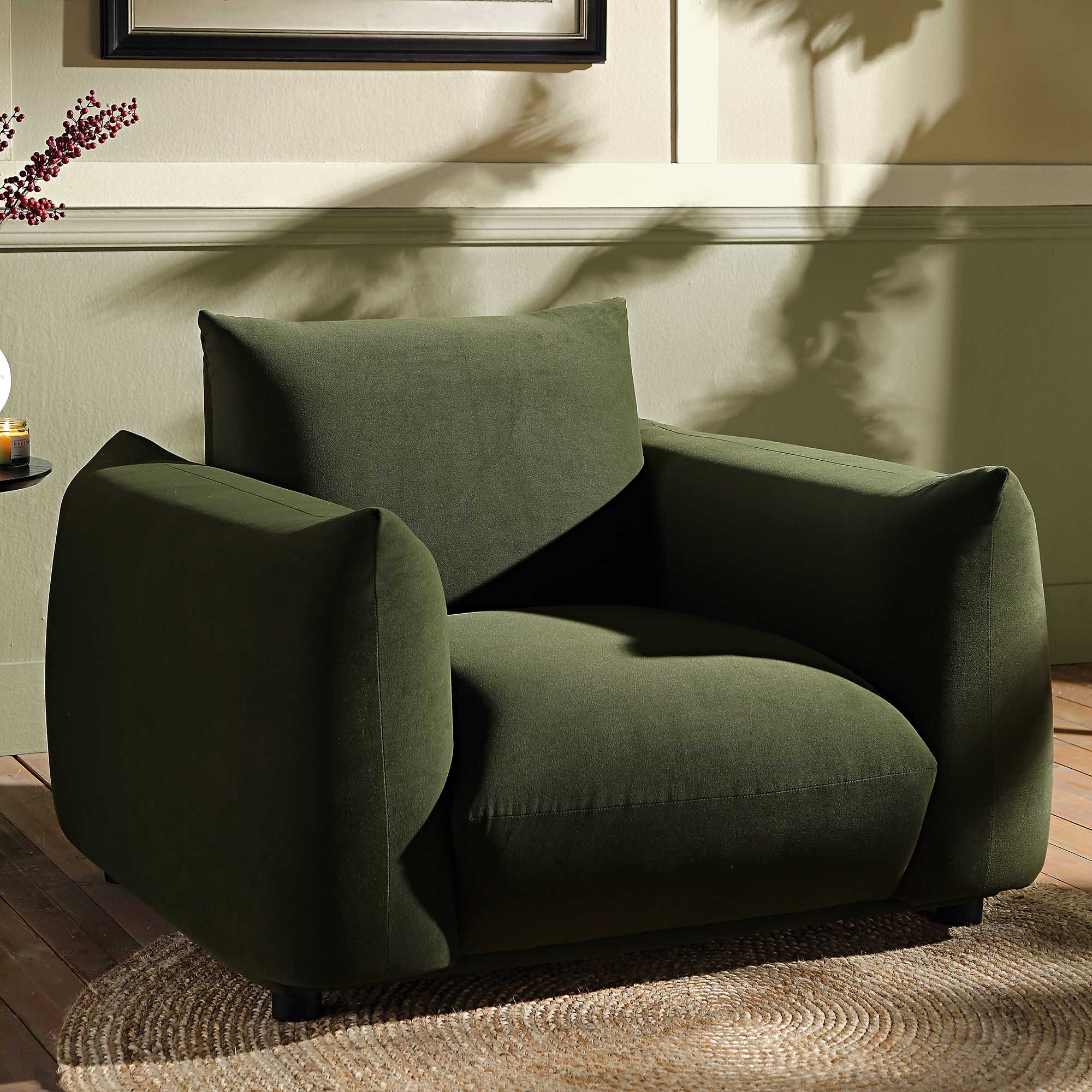 Armchair, Moss Green Velvet