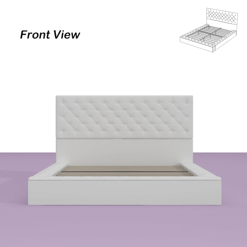 LED Queen/King Bed Frame with Tufted Headboard Bedroom Furniture