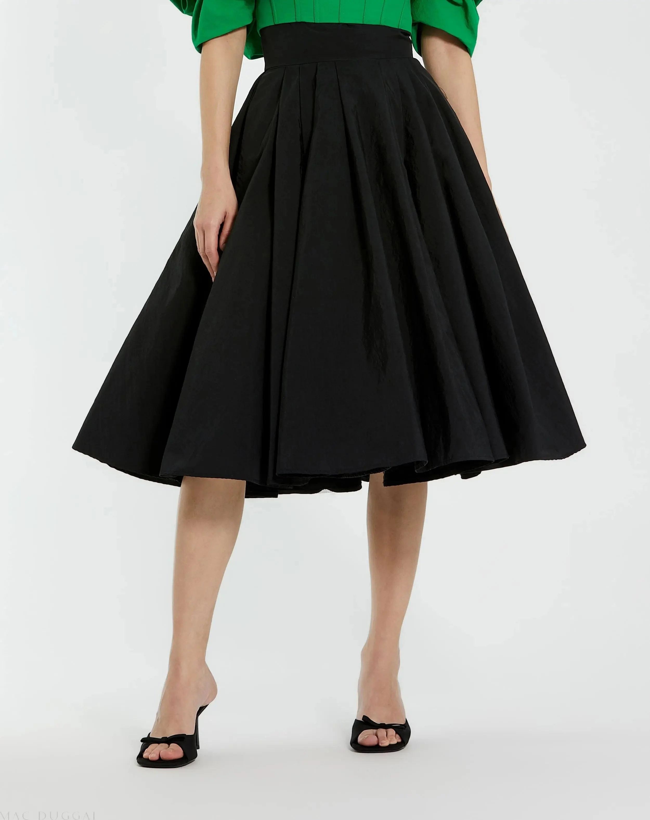 The Bubbly Black Faille High Waisted Midi Full Circle Skirt