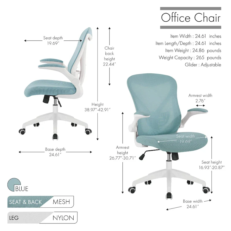 Ergonomic Mesh Office Chair with Nylon Base and Tilt Mechanism