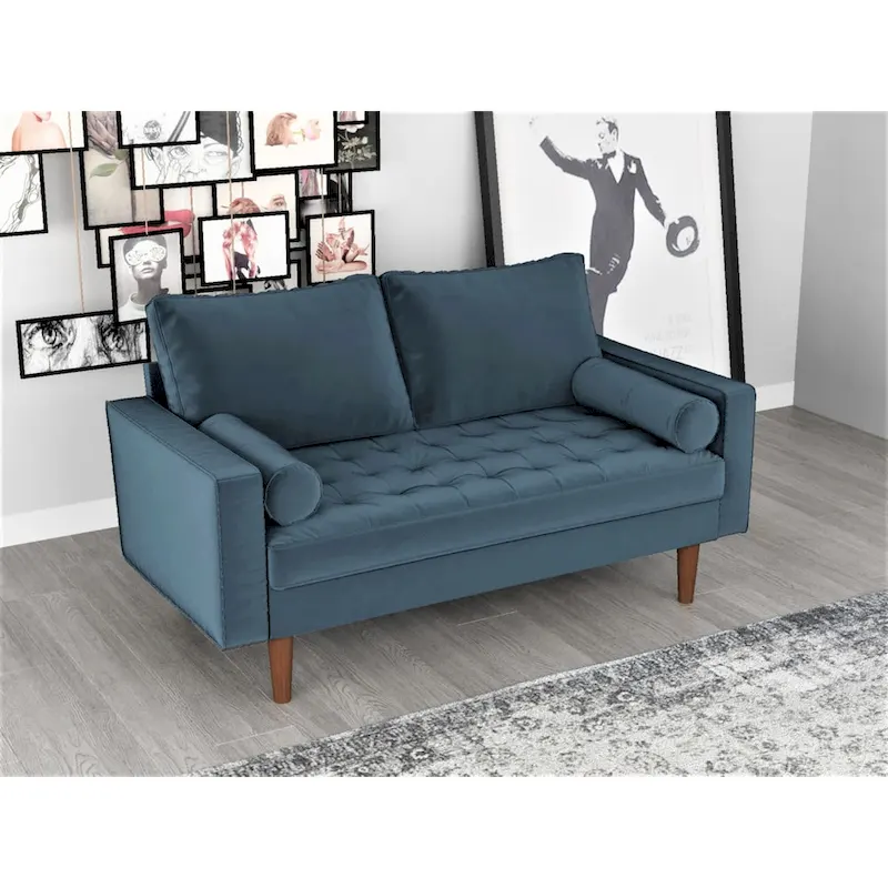 Faux Leather Mid-Century Loveseat – 2-Seat, Multiple Colors