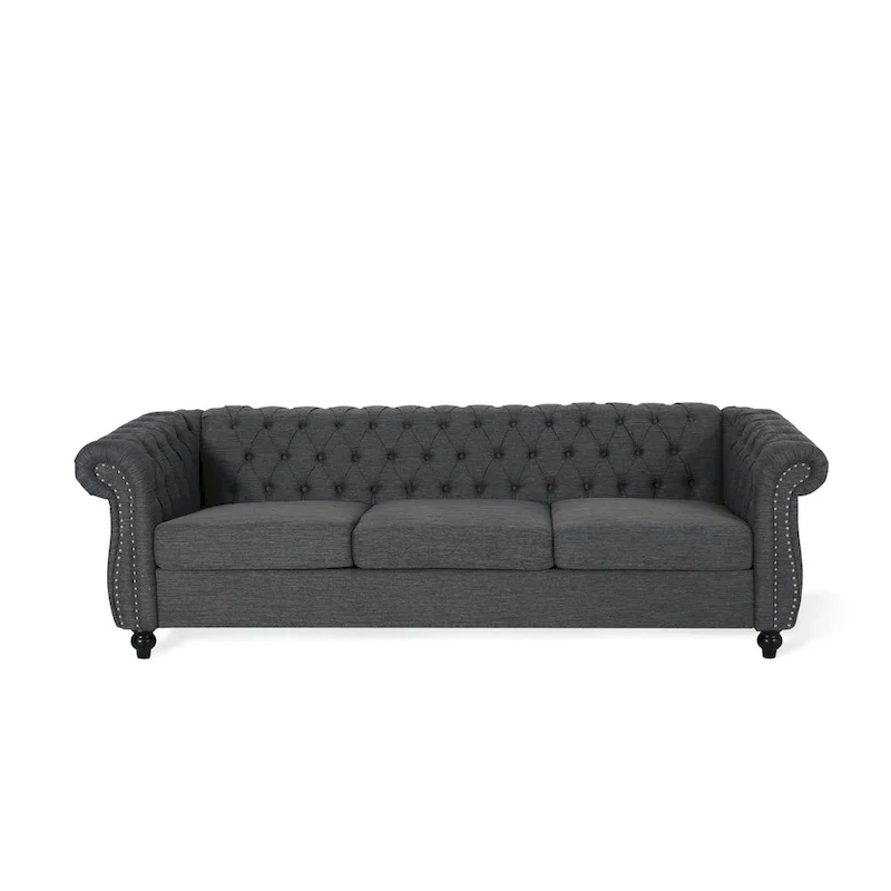 Chesterfield Button Tufted 3-seater Sofa with Nailheads