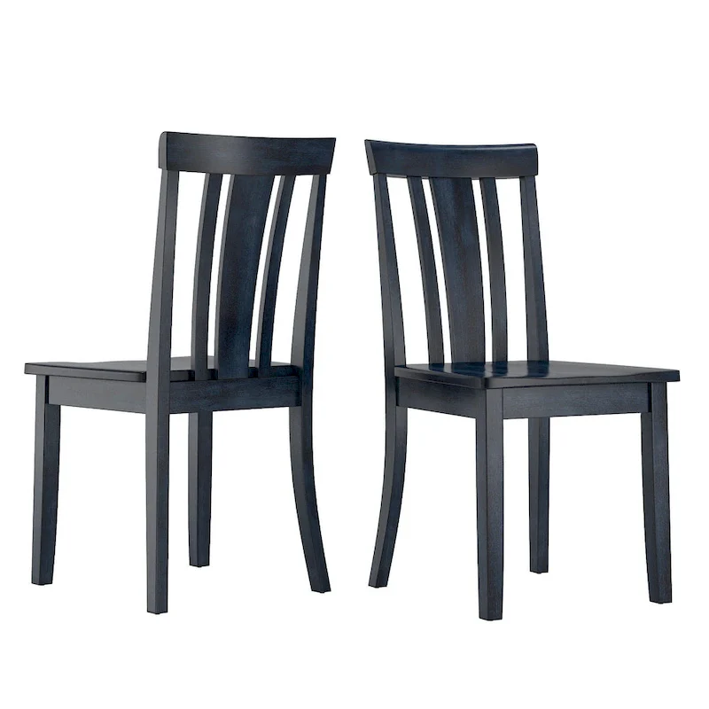 Slat Back Wood Dining Side Chairs  (Set of 2)