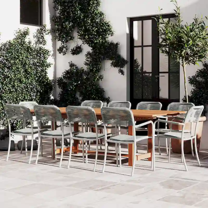 Amazonia Curry Aluminum/Eucalyptus 11-piece Outdoor Extending Dining Set