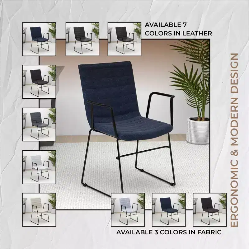 LeisureMod Ergonomic Office Chair Upholstered in Leather/Polyester with Powder-Coated Stainless Steel Frame Padded Seat and Back Zylar Collection