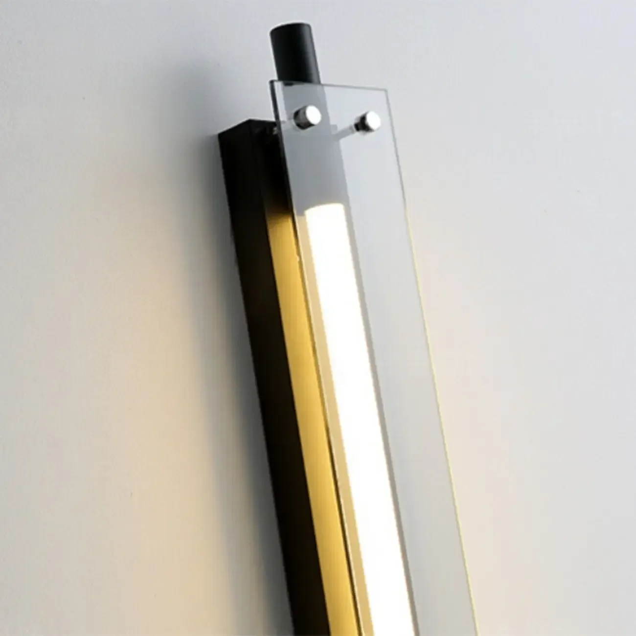Modern Black Metal Linear Plastic Shade Wall Sconce