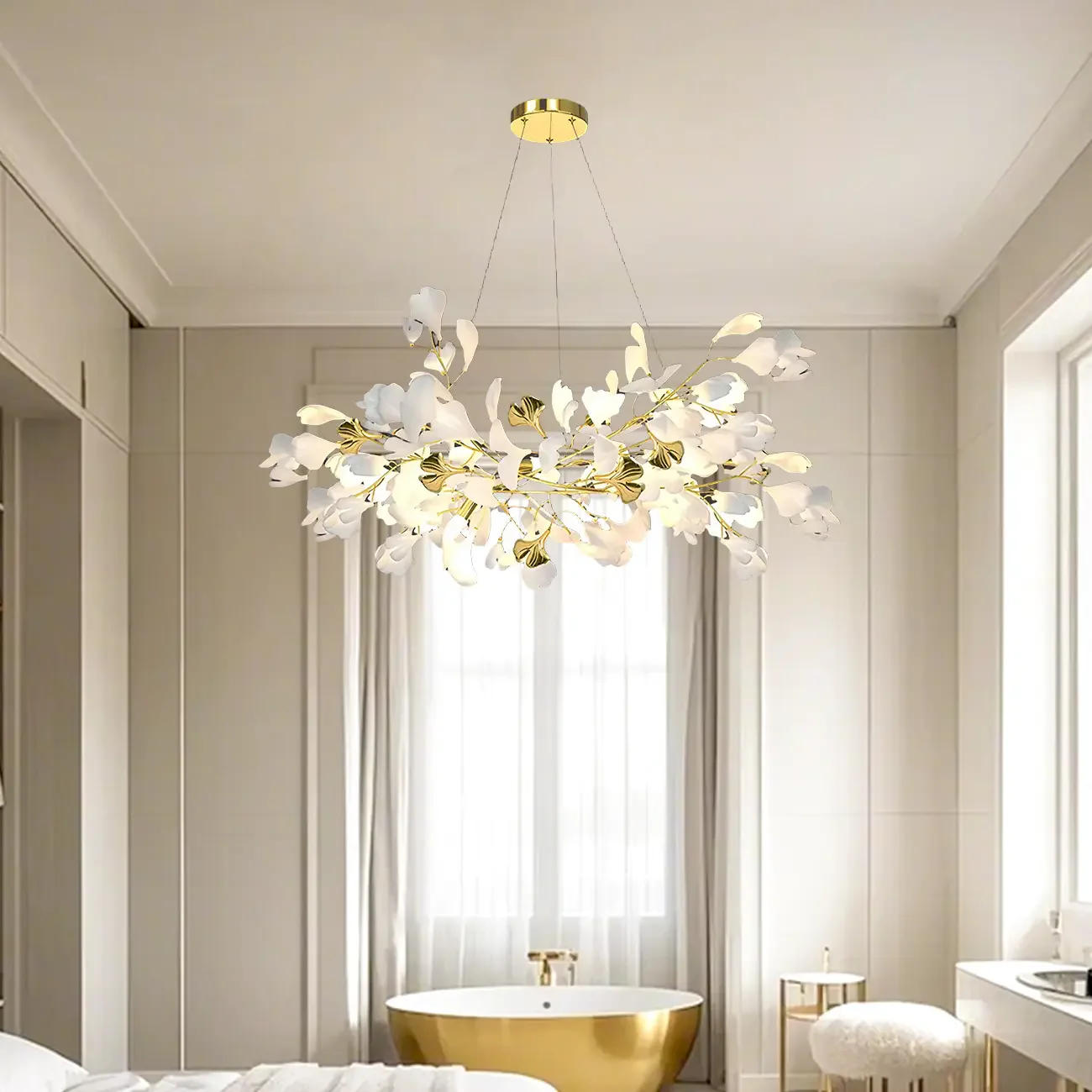Artistic Modern Gold Floral Chandelier for Kitchen