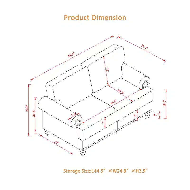 MAYEERTY Modern Sectional Sofa Classic Design with Nails Living Room 5 Seaters Upgolstered Polyester Beige