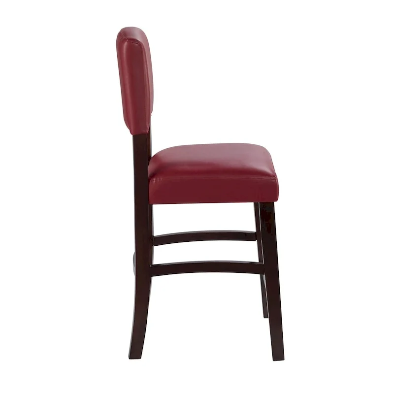 Linon Monte Carlo Stationary Counter Stool, Dark Red Vinyl - N/A