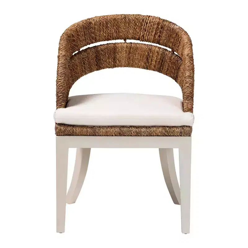 bali & pari Ubud Seagrass and Mahogany Wood Dining Chair Natural Seagrass