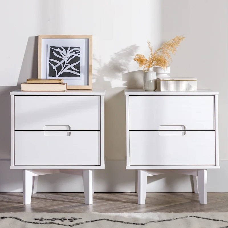Middlebrook Mid-Century Solid Wood 2-Drawer Nightstand, Set of 2