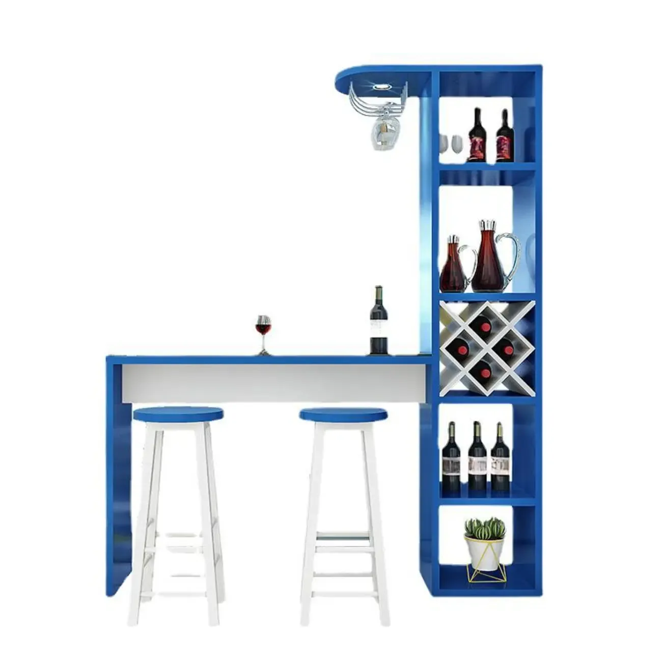 Smoke Tempered Glass Top Pub Table with Open Back Wine Shelf