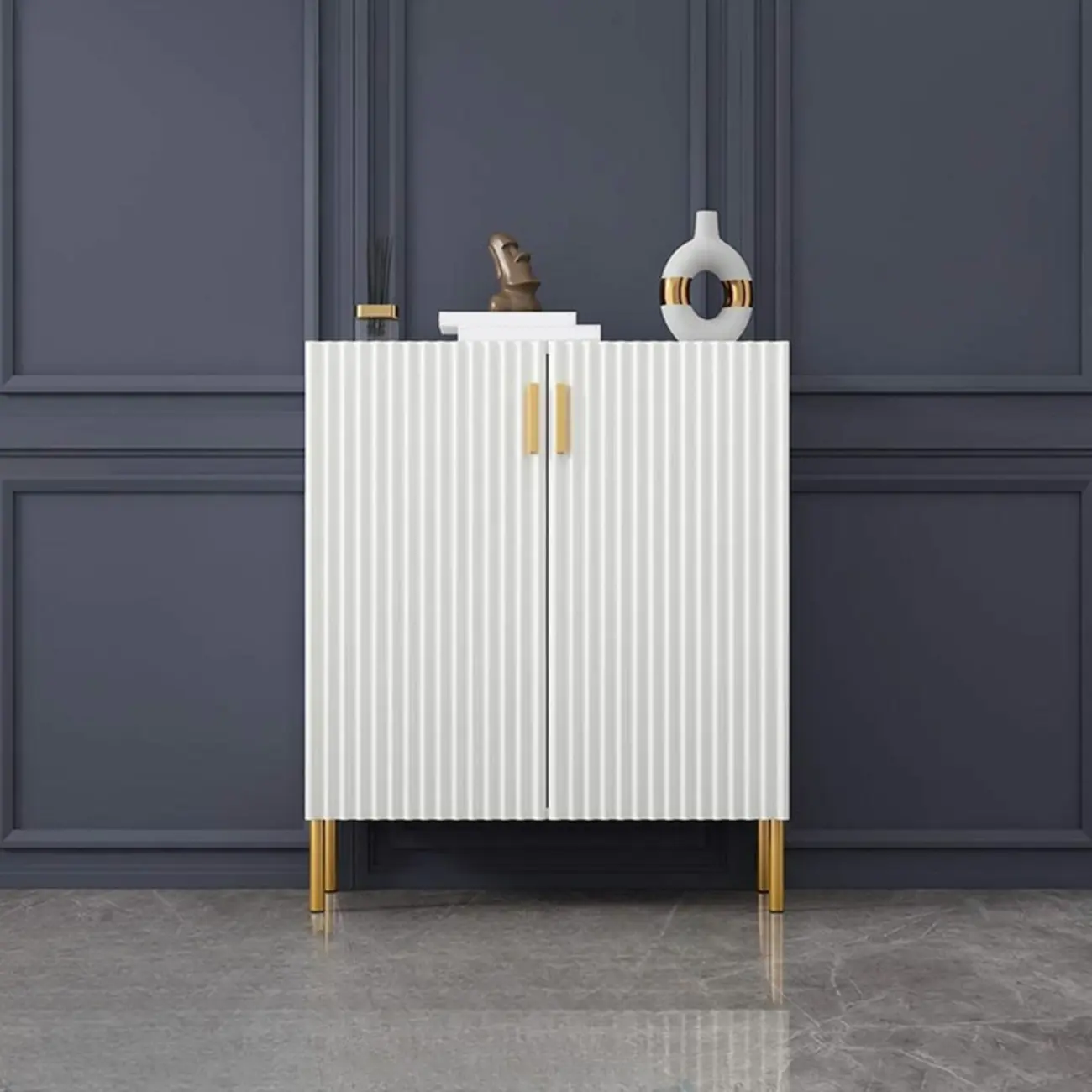 Glam Wooden Sideboard with Shelves and Cabinets