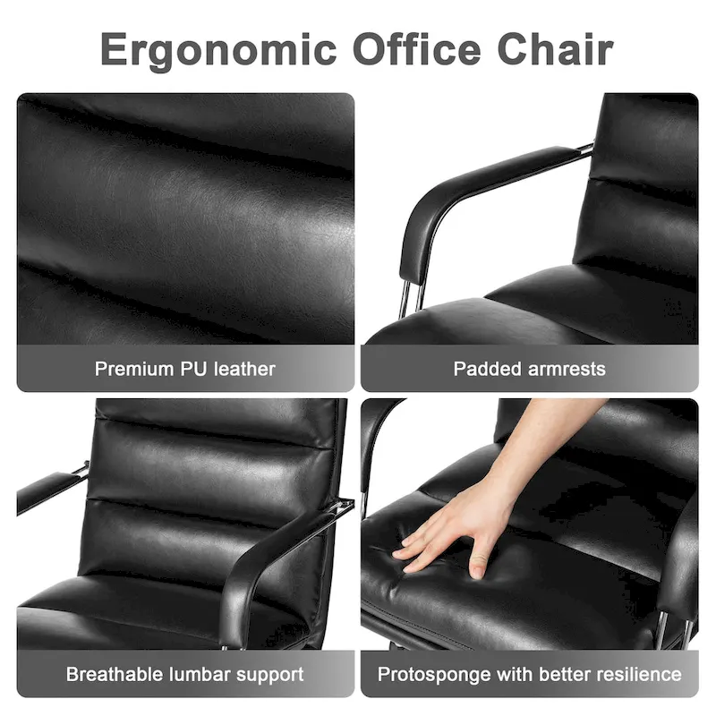 PU Leather Swivel Office Chair with Bamboo Armrests – Cocoa / Brown / Black, Mid-Back, Single User