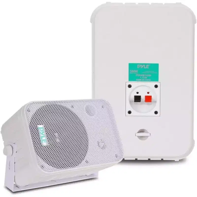 Dual Waterproof Outdoor Speakers for Patio with Powerful Sound, All Devices Compatible, Easy Setup