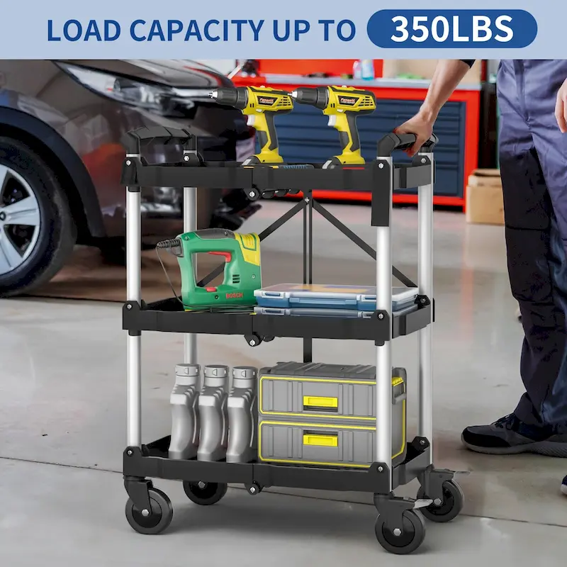 3 Tier Portable Kitchen Cart with Swivel Wheels
