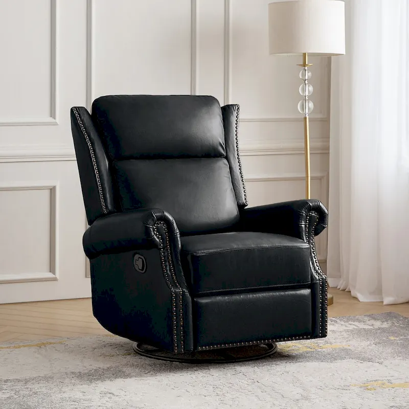 Viviana Traditional Genuine Leather Manual Swivel Glider Recliner by HULALA HOME