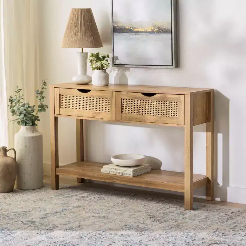Seeley 2 Drawer Console Table - CNS3100A - Oak - Safavieh