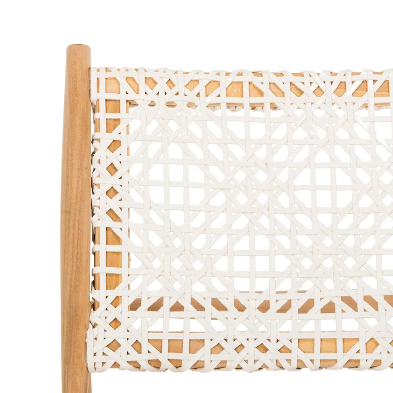 White Leather Woven Accent Chair - Single Seat