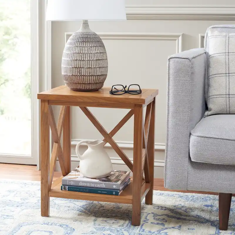 SAFAVIEH Yasumi White Cross Back End Table - 18.1 x 13.4 x 21.5 - 18Wx13Dx22H