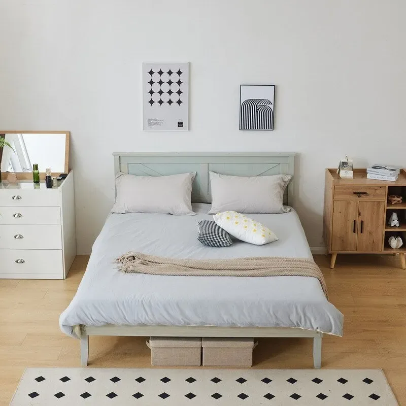 Wooden beds without footboards