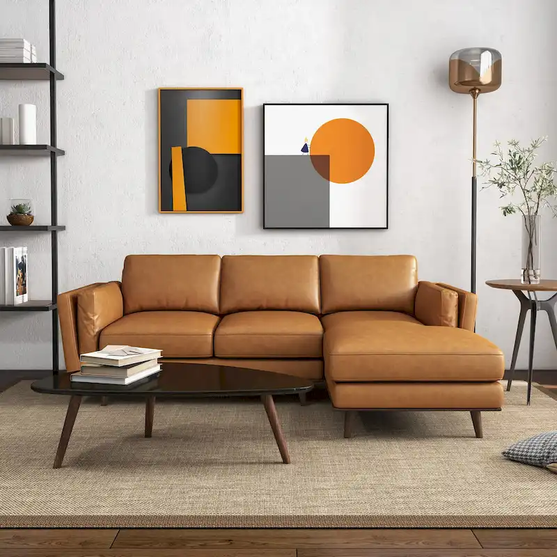 Top-Grain Leather Corner Sectional Sofa