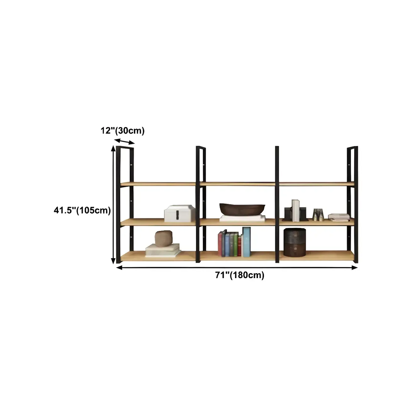 Industrial Wall-Mounted 3-Tier Wood Display Shelf