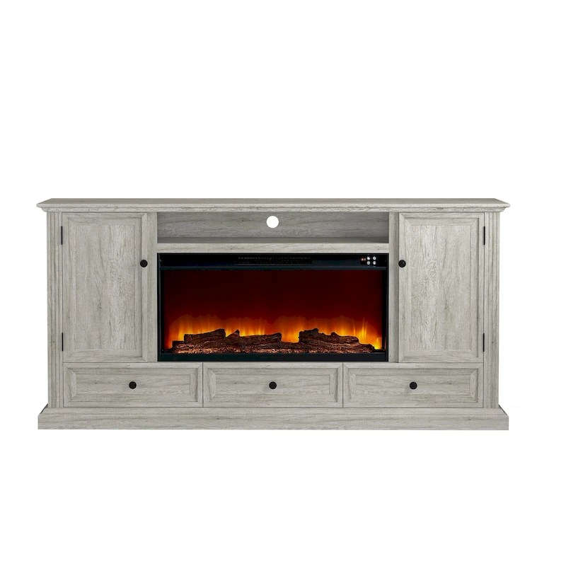 Farmhouse 72 TV Stand with Fireplace - Accommodates up to 75 TV - 73W x 35H x 14D