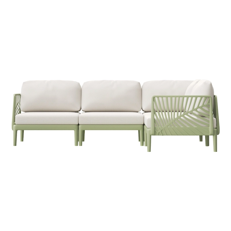 Frond and Form 4-Person Outdoor Patio Sectional with Cushions