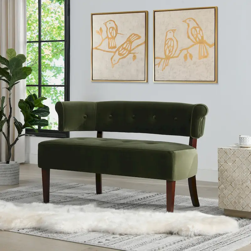 51 Modern Recessed Arm Tufted Bench Settee