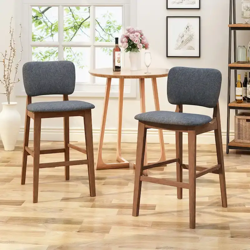 Fessenden 42-in. Upholstered-seat Wood Bar Chairs (Set of 2) by Christopher Knight Home