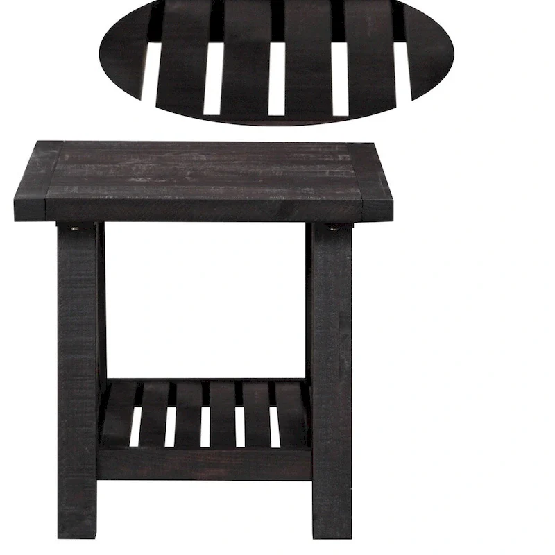 Pine Wood End Table with Exposed Hardware, Brown