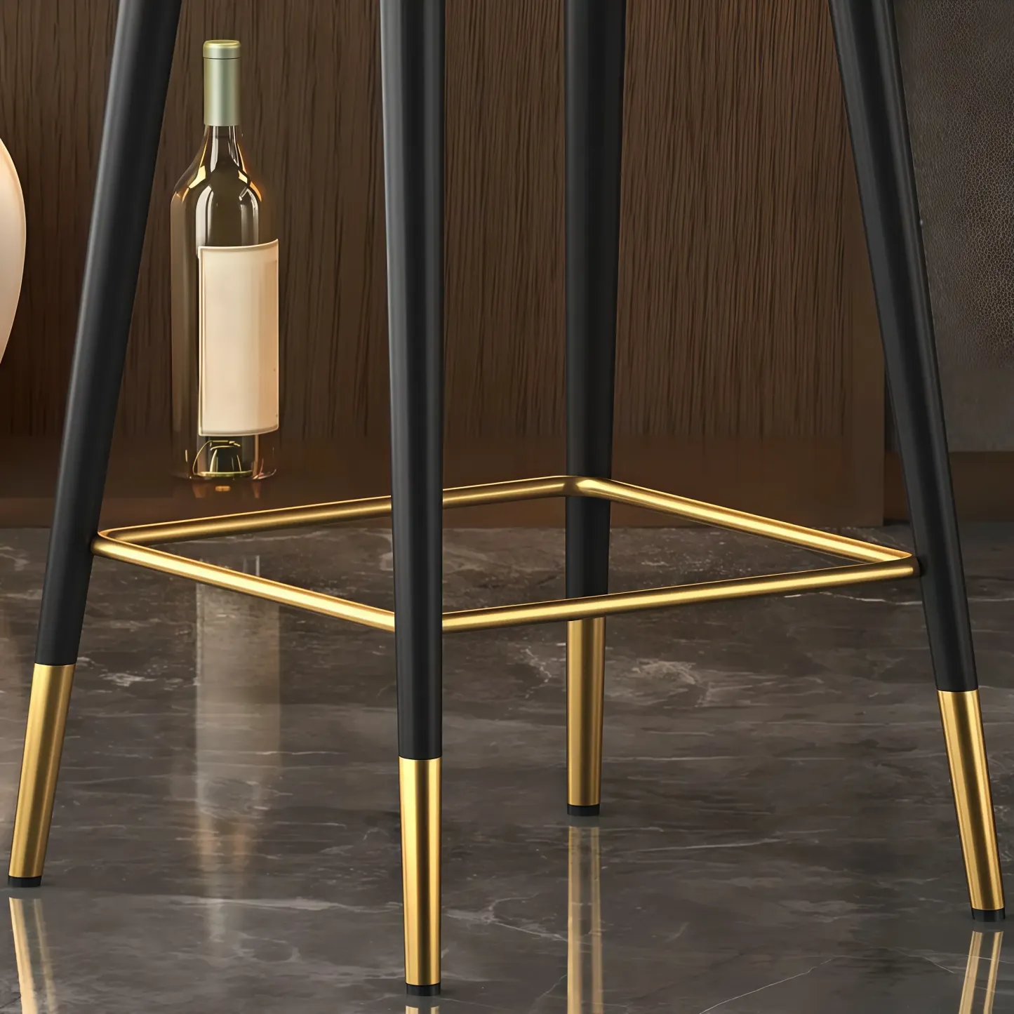 Art Deco Leather Bucket Cushioned Bar Stool