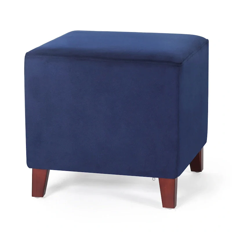 Adeco Square Ottoman Footrest Stool Small Fabric Bench Seat