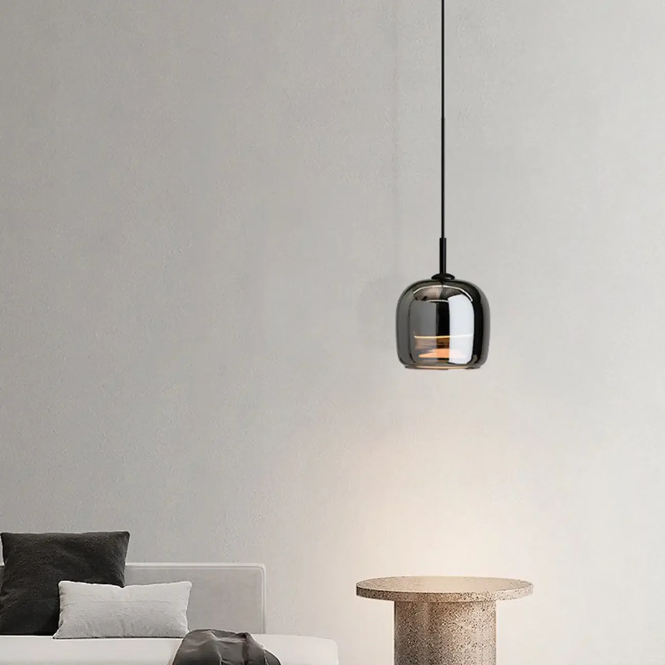 Modern 3 Light Black Glass Jar Pendant Light