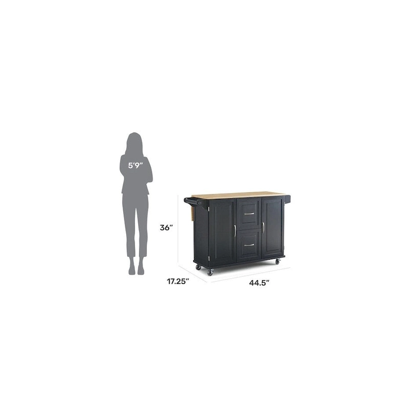 Homestyles Dolly Madison Black Wood Kitchen Cart - N/A